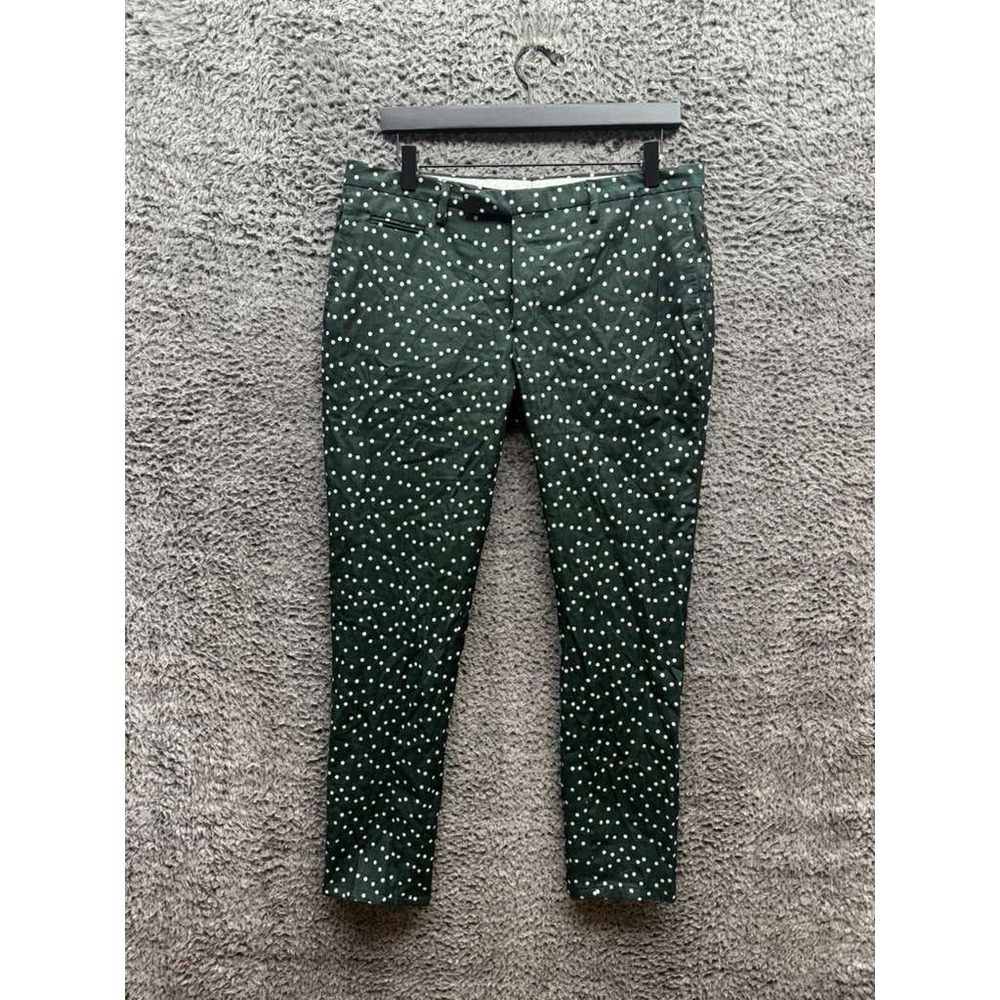 Brian Dales Polka‎ Dots Cotton-Blend Casual Pants Dark Green Womens Size 48